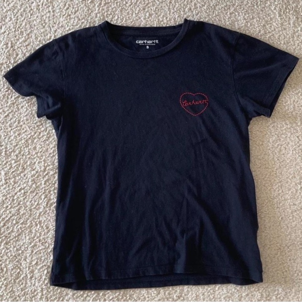 Carhartt wip Black T-Shirt with Red Heart